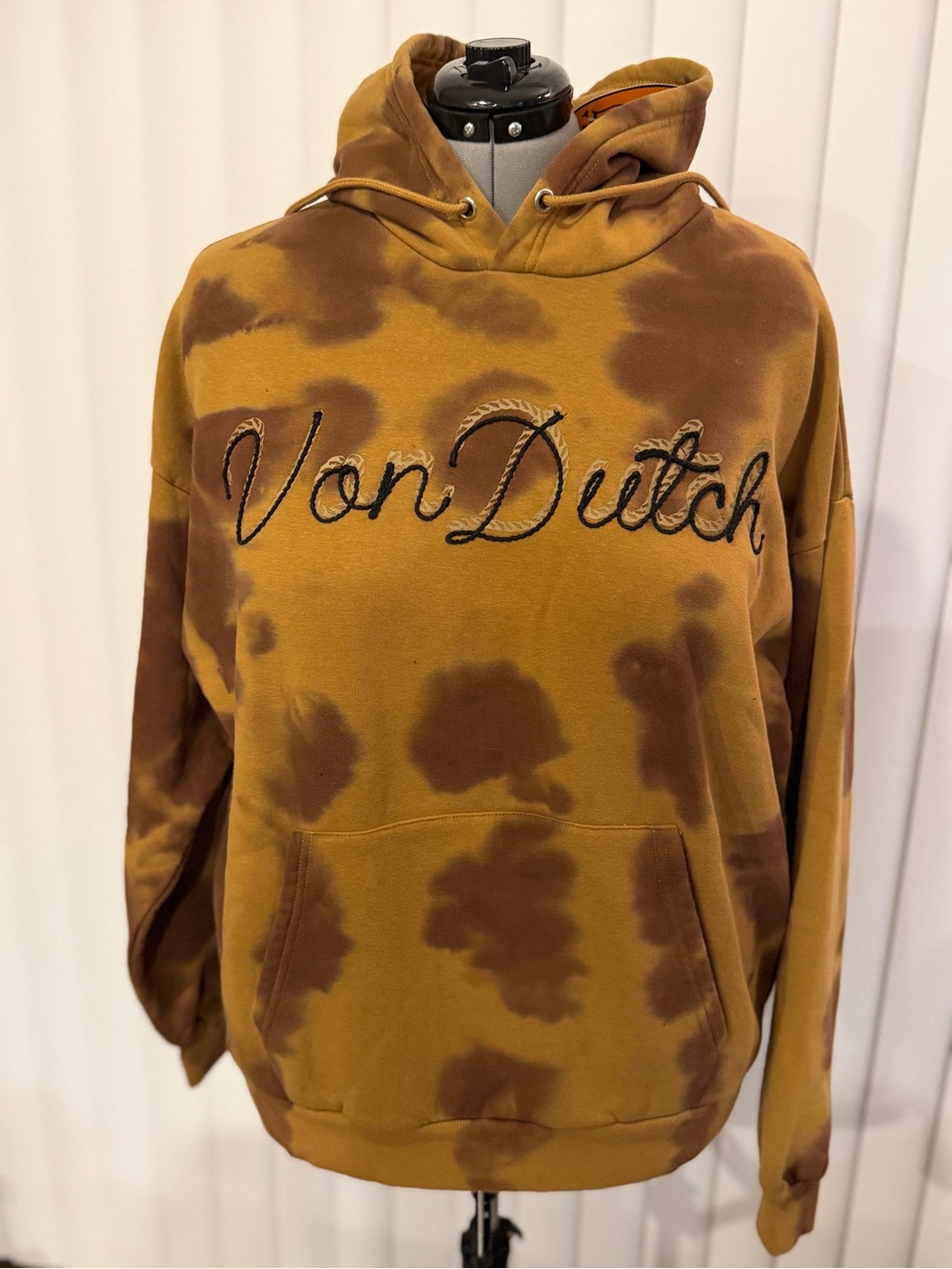 Von Dutch Brown and Tan Hoodie with Logo Tag